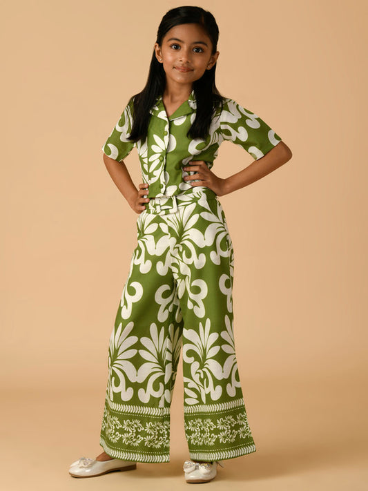 Albion Premium Girls Set Green Skirt Top