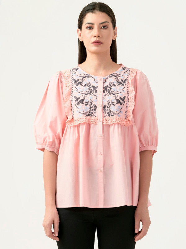 Albion Women Smart Premium Pink Blouson Top