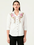 Albion Women Smart Premium Off White Casual Shirt