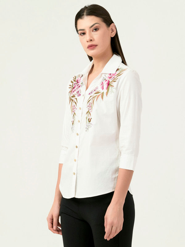 Albion Women Smart Premium Off White Casual Shirt