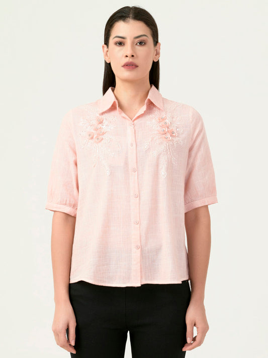 Albion Women Smart Premium Peach Blouson Top