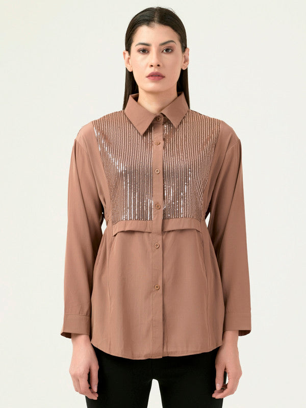 Albion Women Smart Premium Peach Casual Shirt