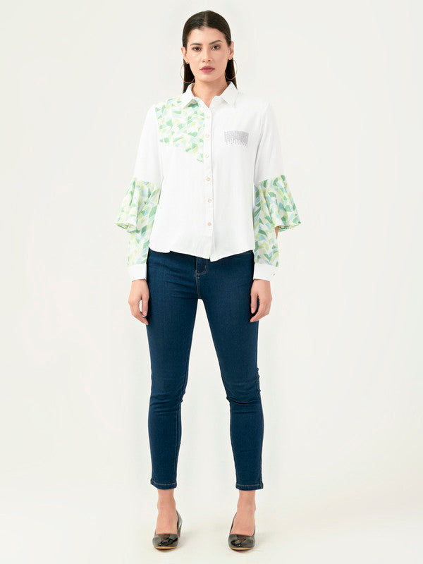 Albion Women Smart Premium Green Casual Shirt