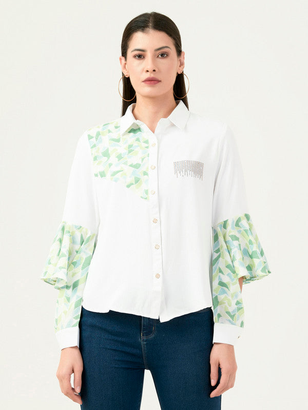 Albion Women Smart Premium Green Casual Shirt