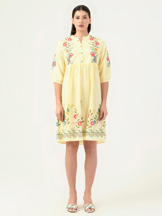 Albion Women Smart Premium Yellow Dress