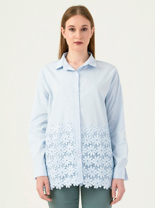 Albion Women Smart Premium Sky Blue Casual Shirt