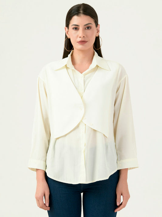 Albion Women Smart Premium Cream Casual Shirt