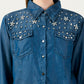 Albion Women Smart Premium D Blue Casual Shirt