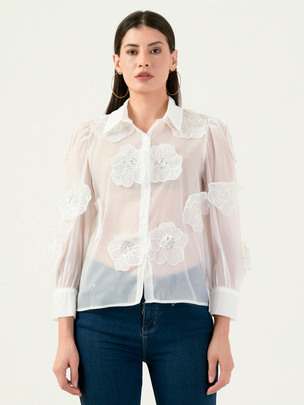 Albion Women Smart Premium White Casual Shirt