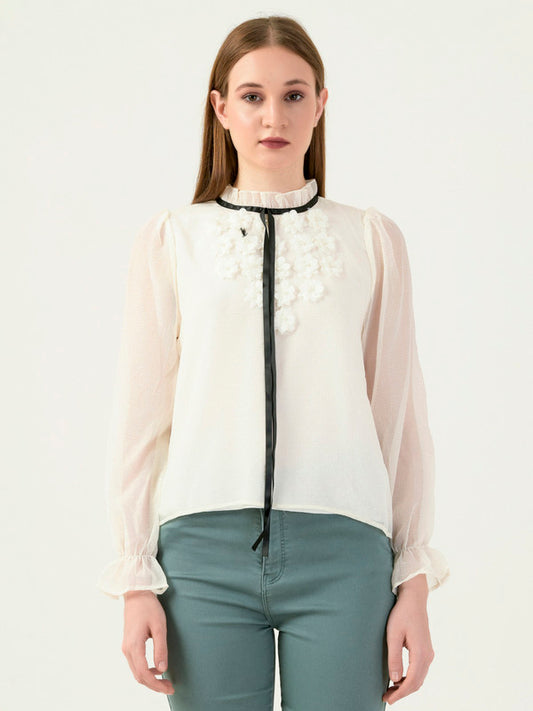 Albion Women Smart Premium Cream Blouson Top