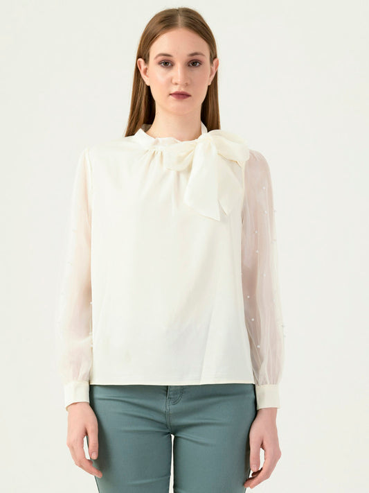 Albion Women Smart Premium Cream Blouson Top