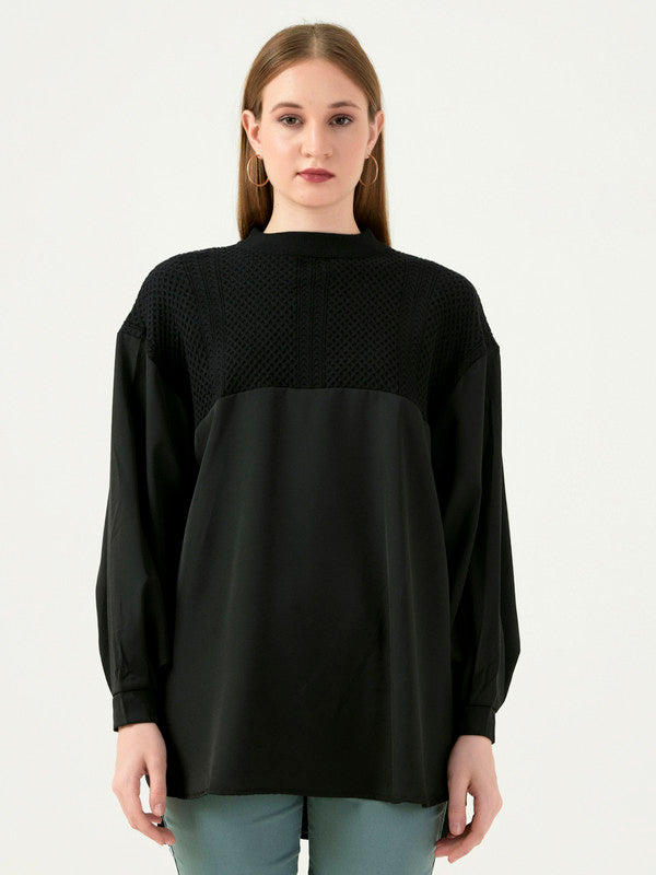 Albion Women Smart Premium Black Blouson Top