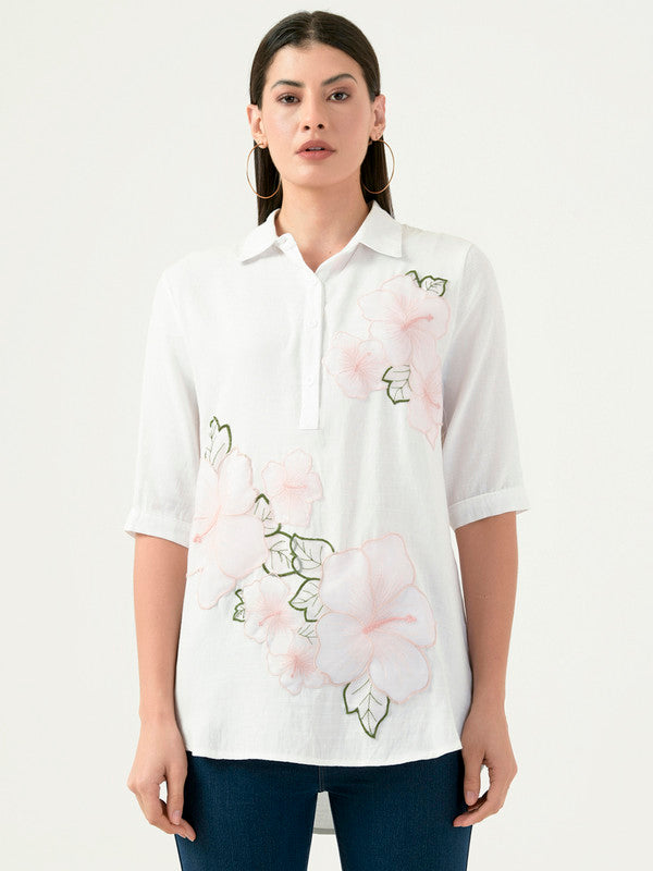 Albion Women Smart Premium White Casual Shirt