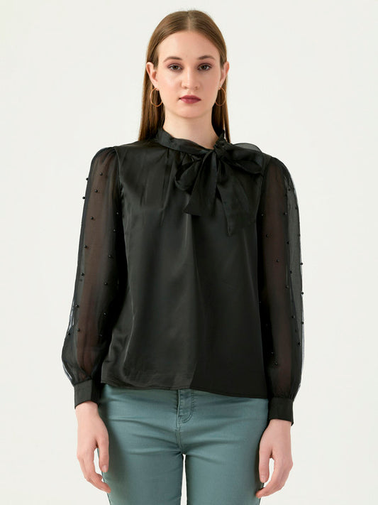 Albion Women Smart Premium Black Blouson Top
