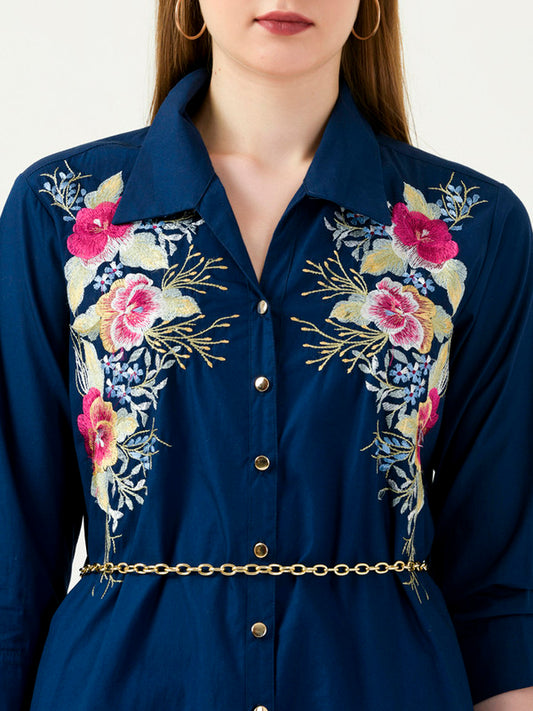 Albion Women Smart Premium Navy Blouson Top