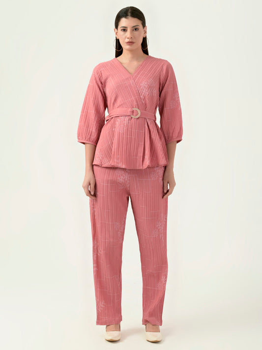 Albion Women Smart Premium Peach Co-Ord