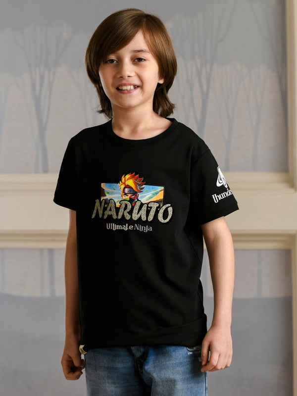 Albion Premium Boys Bambini Black (Naruto) T-shirt