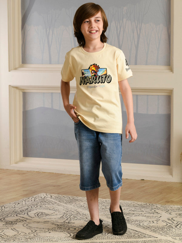 Albion Premium Boys Bambini Cream (Naruto) T-shirt