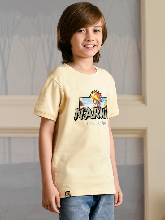 Albion Premium Boys Bambini Cream (Naruto) T-shirt