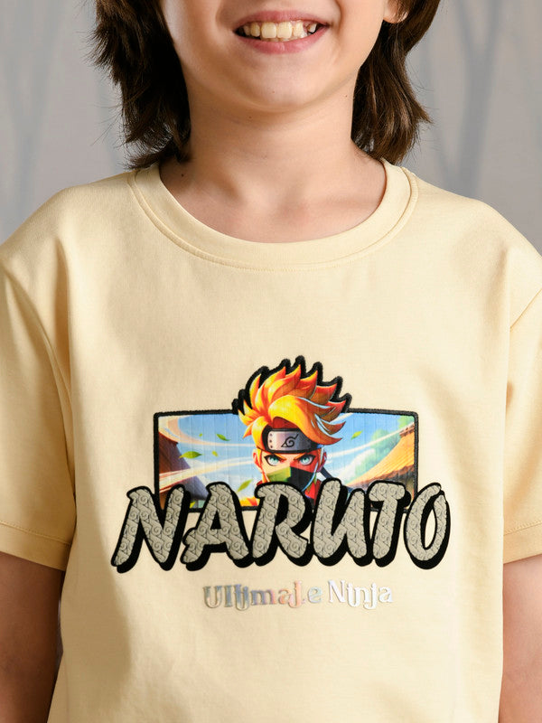 Albion Premium Boys Bambini Cream (Naruto) T-shirt