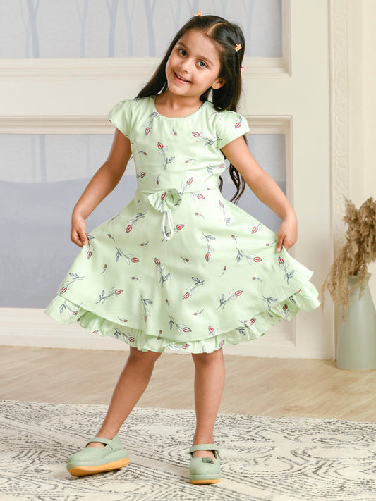 Albion Premium Girls Archana Green Frock