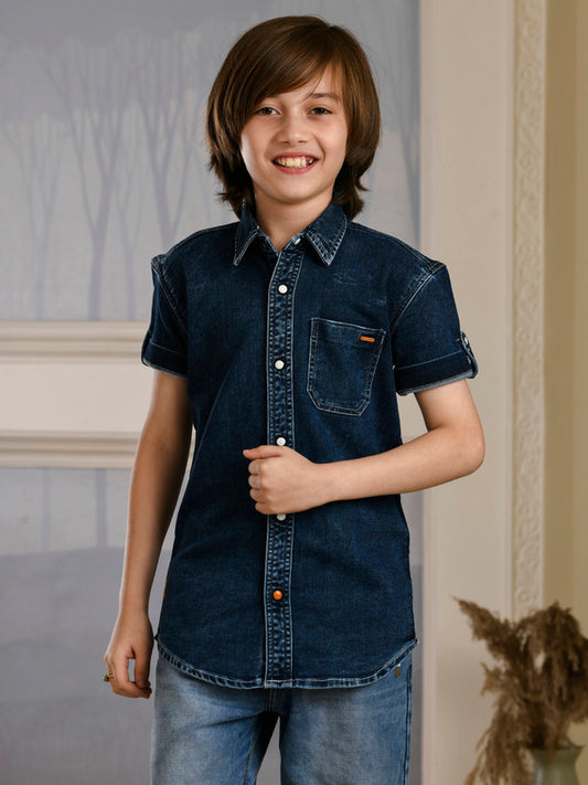 Albion Premium Boys Ecohawk Blue Shirt