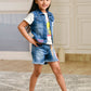 Albion Premium Girls Set Cuties Denim Skirt Top