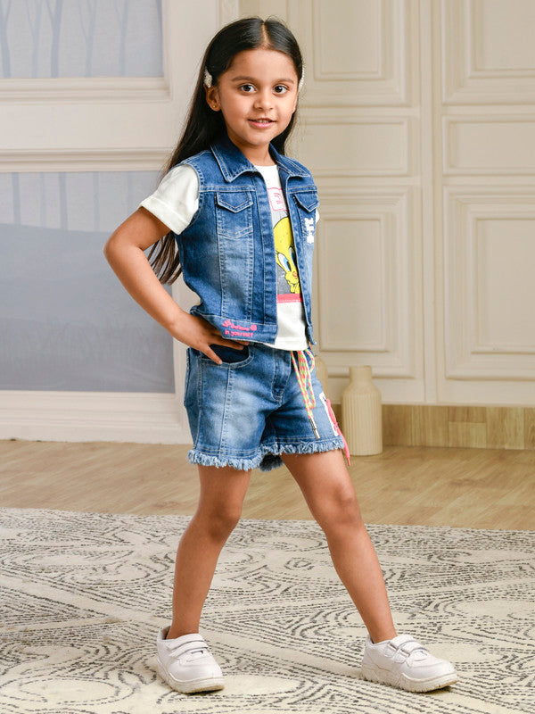 Albion Premium Girls Set Cuties Denim Skirt Top