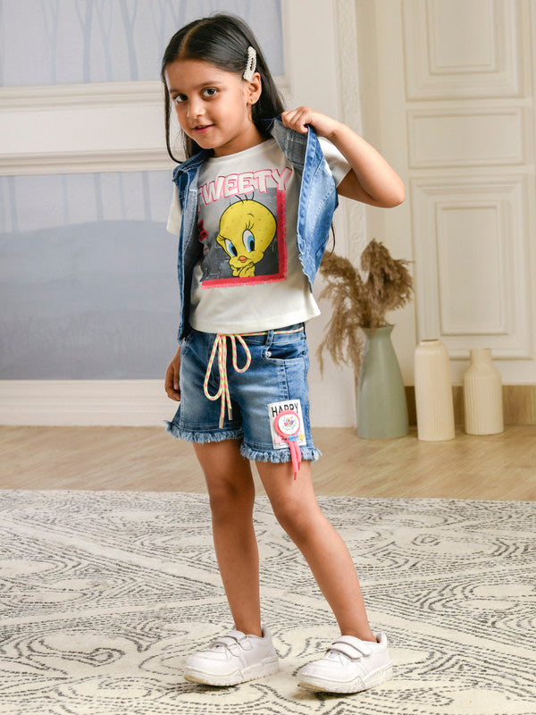 Albion Premium Girls Set Cuties Denim Skirt Top