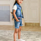 Albion Premium Girls Set Cuties Denim Skirt Top