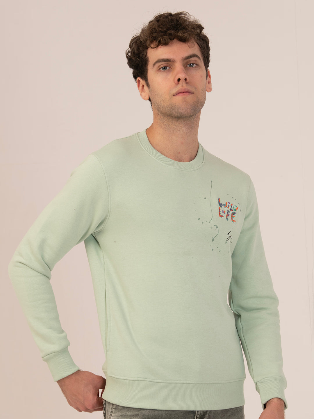 Albion Winter Men’s Trendy Regular-Fit L.Green  Sweatshirt