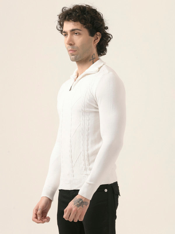 Albion Men’s Warm Pullover Sweater – Fall/Winter Essential_white