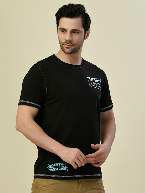 Albion Premium Cyan Black Men T-Shirt
