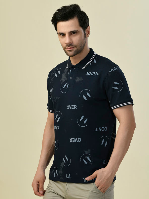 ALBION PREMIUM CYAN NAVY MENS T-SHIRT