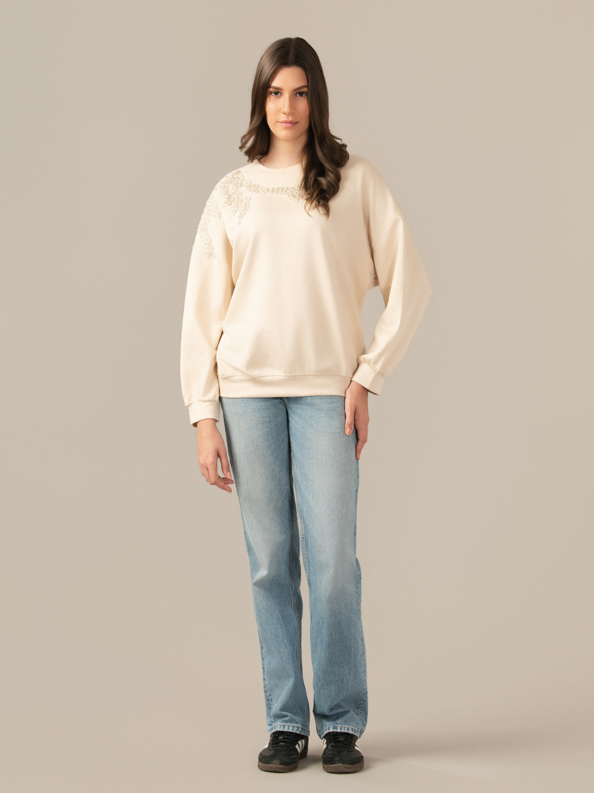 Albion Lightweight Knit Pullover Sweater – Casual Chic Women’s Top Beige