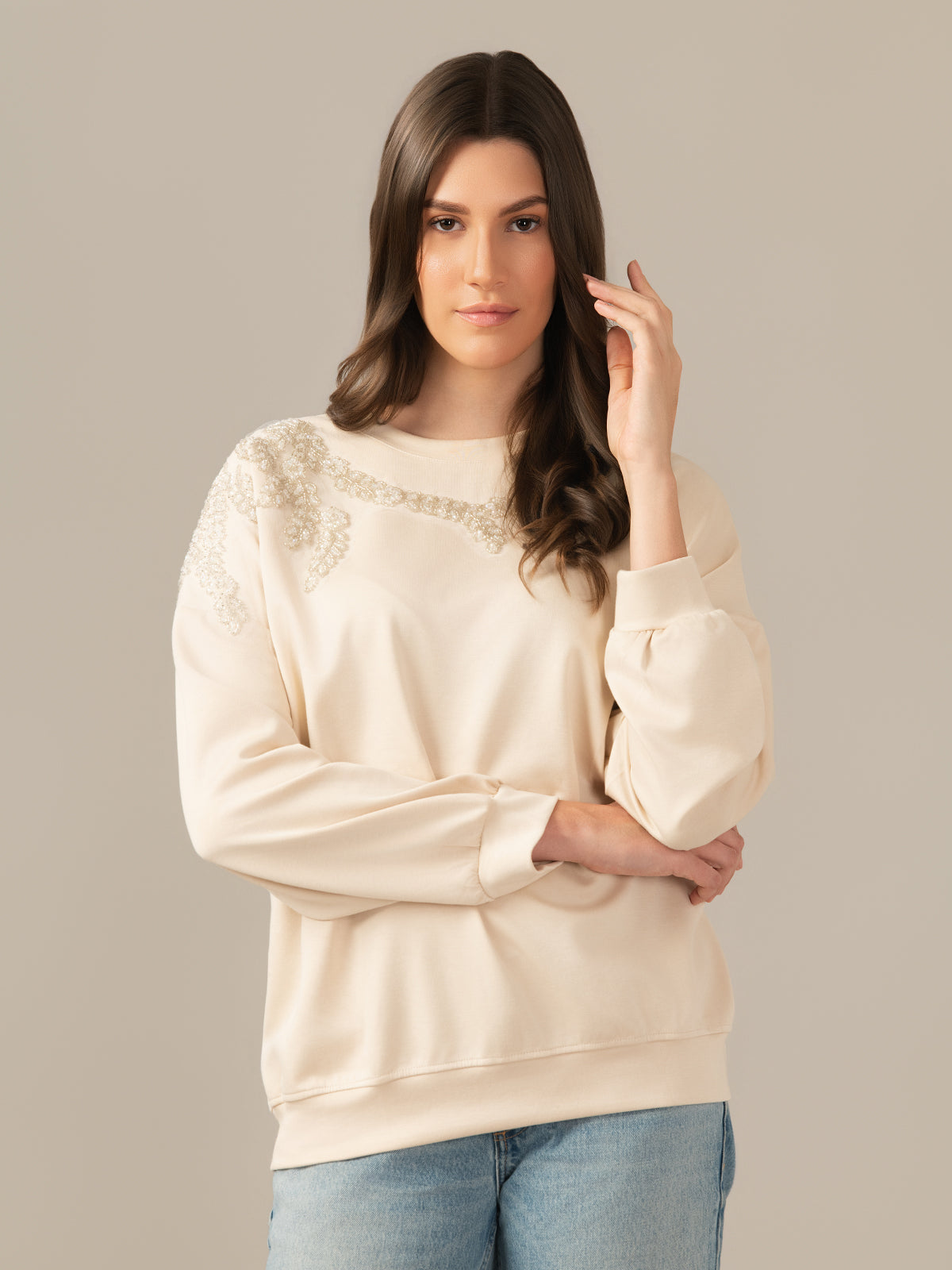 Albion Lightweight Knit Pullover Sweater – Casual Chic Women’s Top Beige