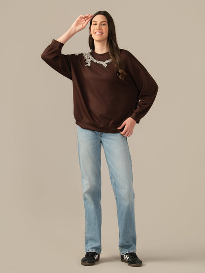 Albion Women’s Oversized Chunky Knit Sweater – Cozy Fall & Winter Style Brown