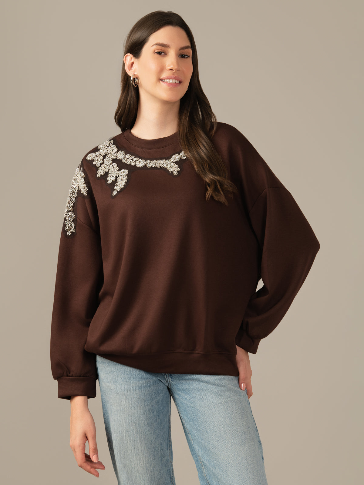Albion Women’s Oversized Chunky Knit Sweater – Cozy Fall & Winter Style Brown