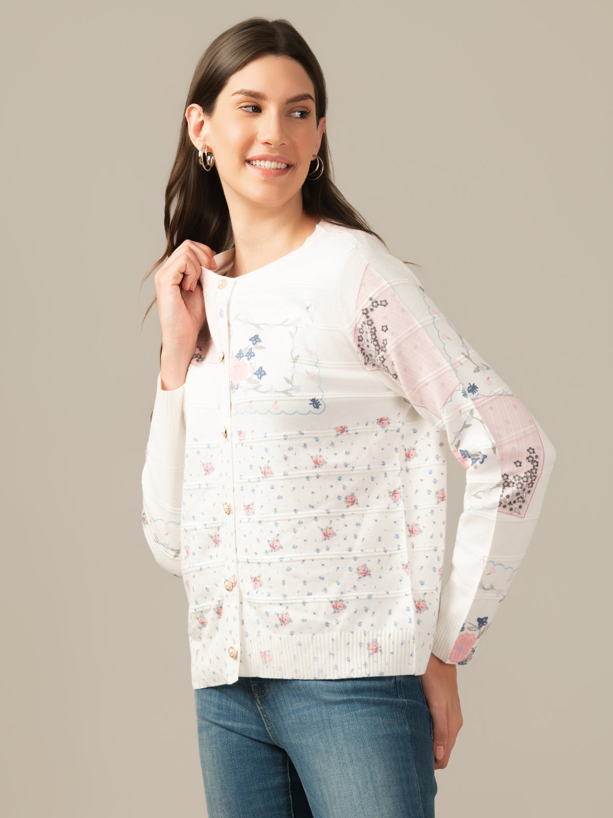 ALBION Women’s  Chicago Winter Cardigan -White