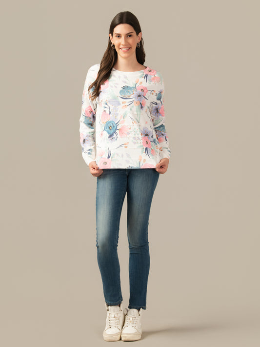 Muskan Albion Women & Girls Premium  Porcelain White  Stretch Sweatshirt – Cozy & Stylish