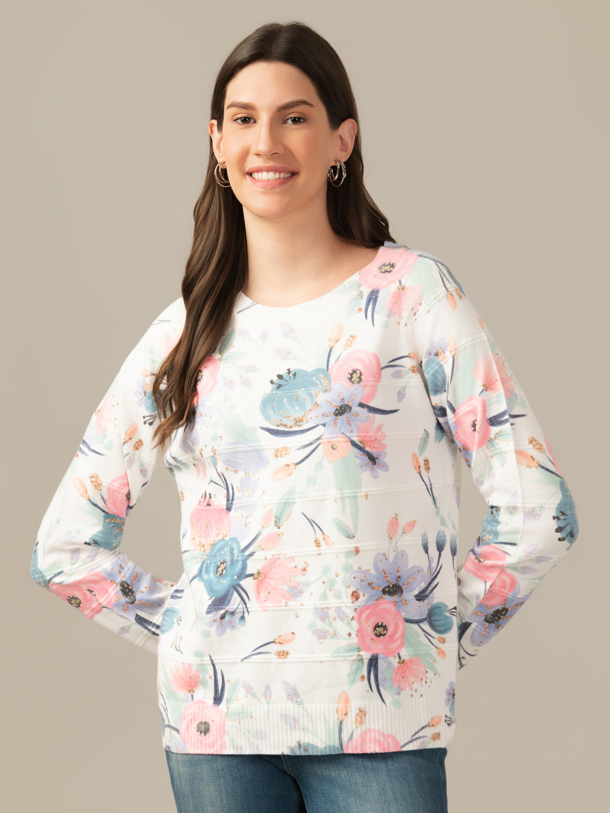 Muskan Albion Women & Girls Premium  Porcelain White  Stretch Sweatshirt – Cozy & Stylish