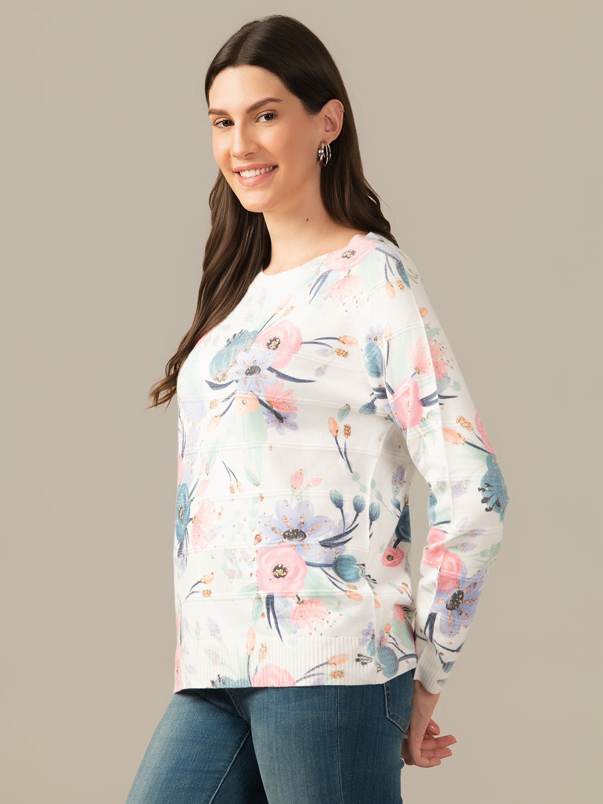 Muskan Albion Women & Girls Premium  Porcelain White  Stretch Sweatshirt – Cozy & Stylish