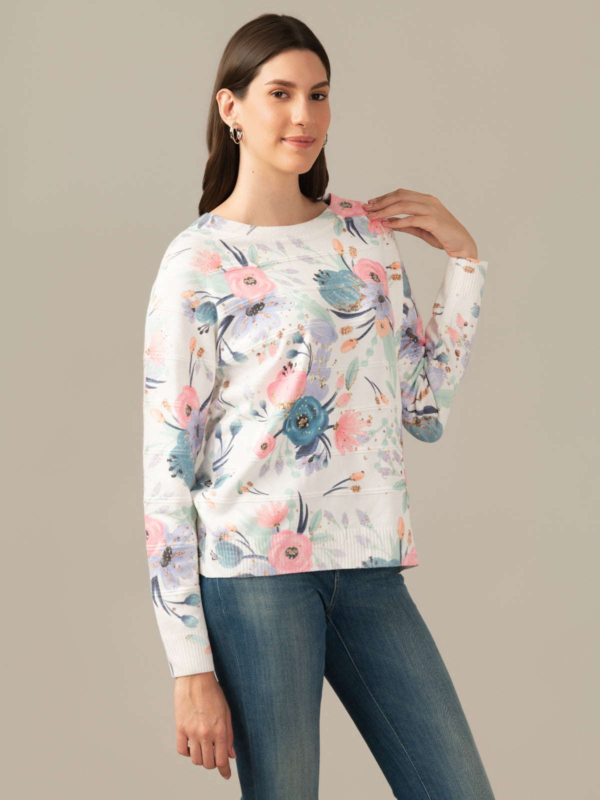 Muskan Albion Women & Girls Premium  Porcelain White  Stretch Sweatshirt – Cozy & Stylish