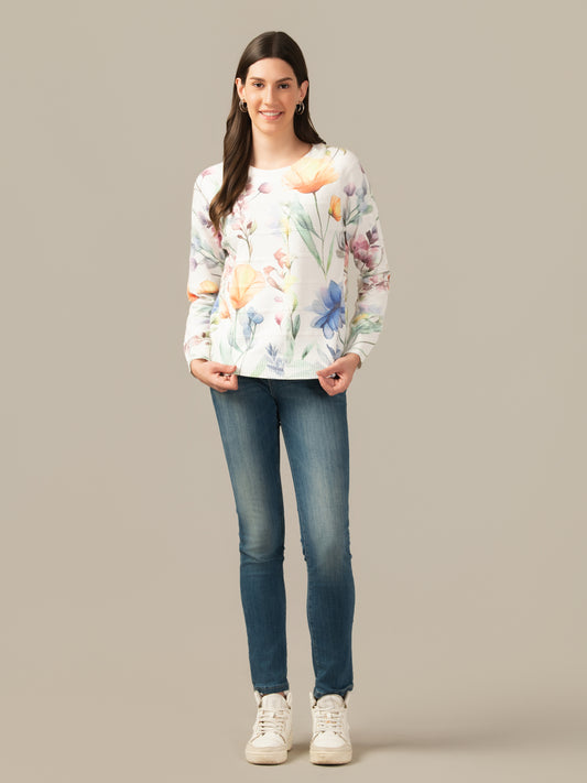 Muskan Albion Women & Girls Premium Eggshell Cream Stretch Sweatshirt – Cozy & Stylish