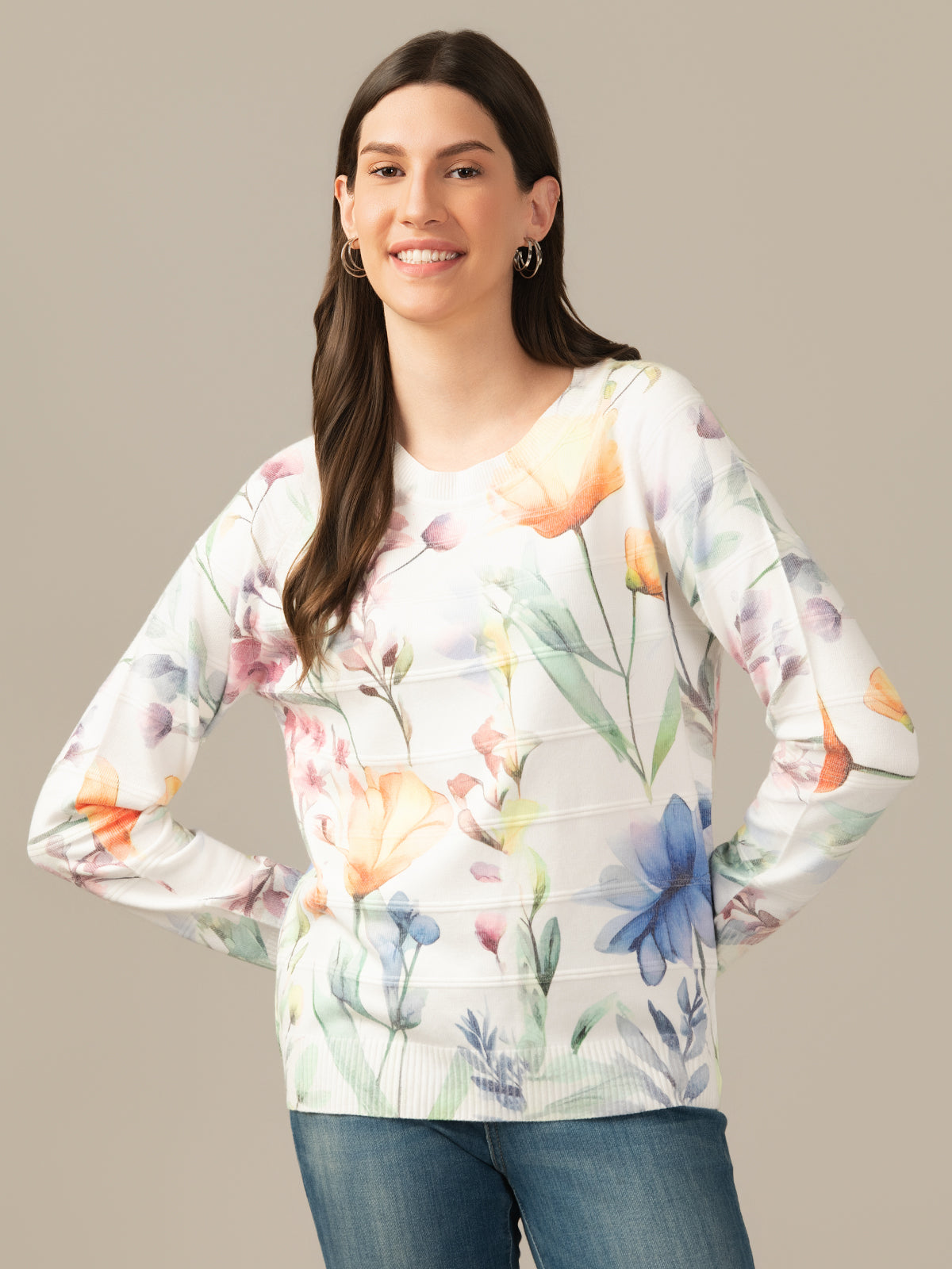 Muskan Albion Women & Girls Premium Eggshell Cream Stretch Sweatshirt – Cozy & Stylish