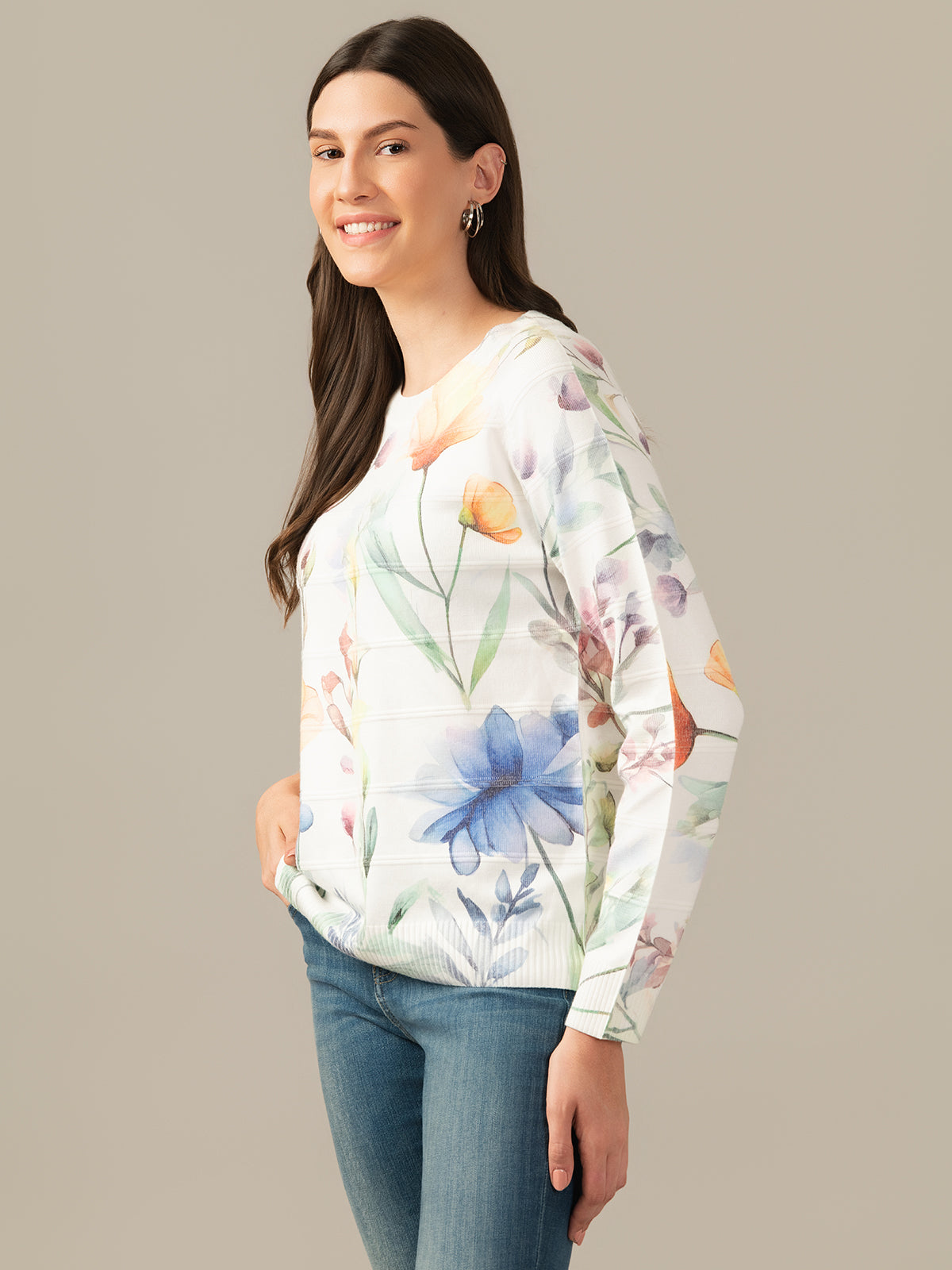 Muskan Albion Women & Girls Premium Eggshell Cream Stretch Sweatshirt – Cozy & Stylish