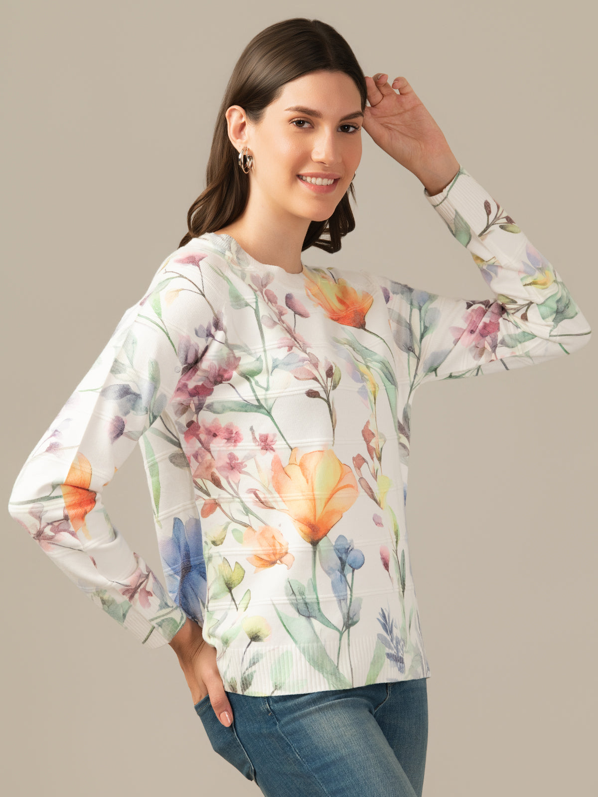 Muskan Albion Women & Girls Premium Eggshell Cream Stretch Sweatshirt – Cozy & Stylish