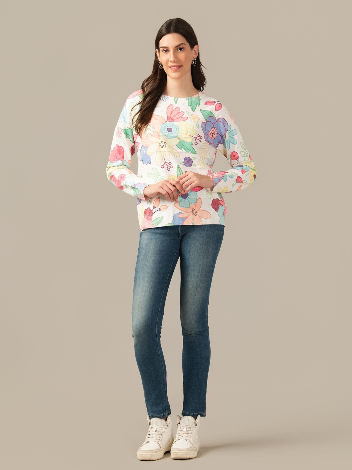 Women’s Wool Knit Sweatshirt – Everyday Comfort Firozi