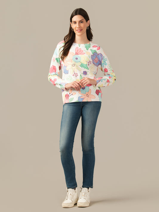 Women’s Wool Knit Sweatshirt – Everyday Comfort Firozi