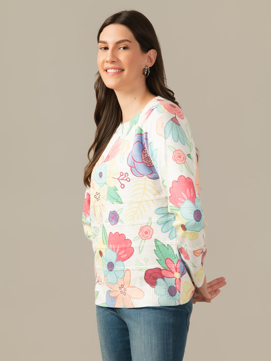 Women’s Wool Knit Sweatshirt – Everyday Comfort Firozi